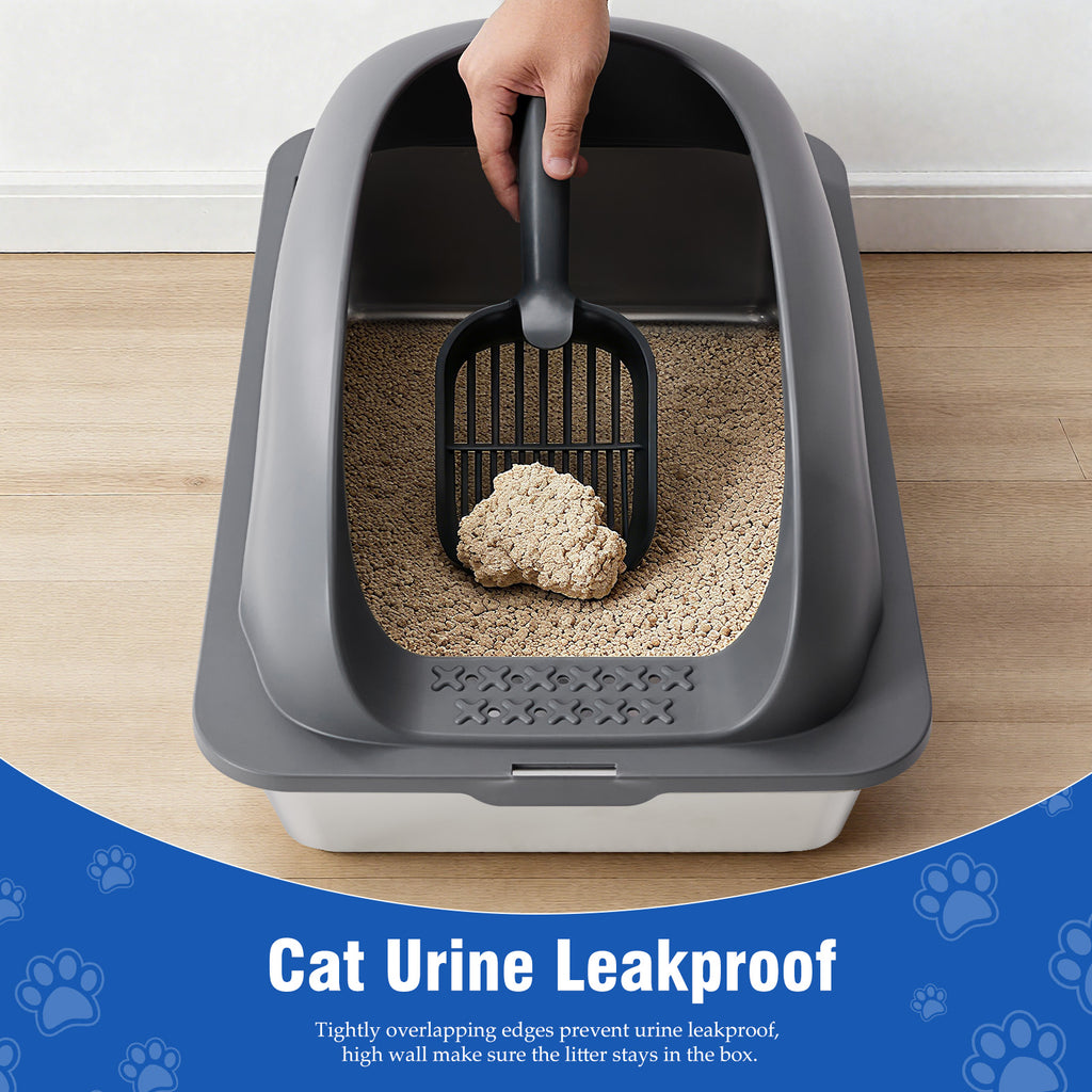 Stainless steel high-sided litter box, view 4