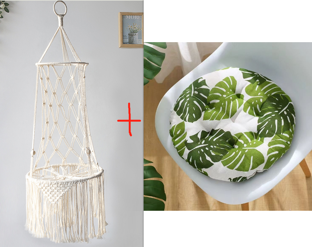 Macrame Hanging Cat Bed set with hanger and cushion