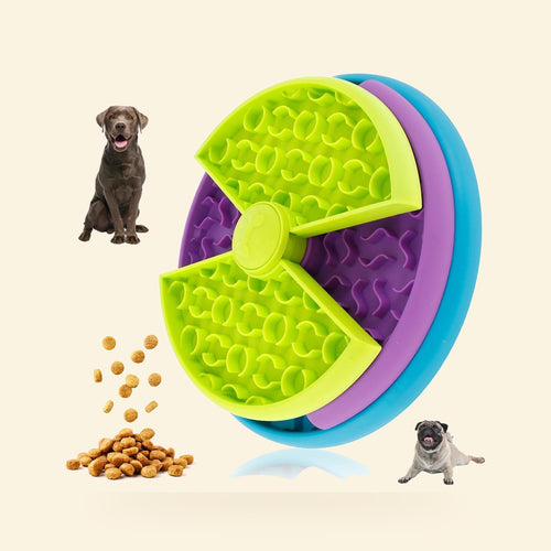 Green and purple 3-in-1 slow feeder bowl and lick mat