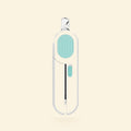 White and blue LED cat nail clippers on a cream background