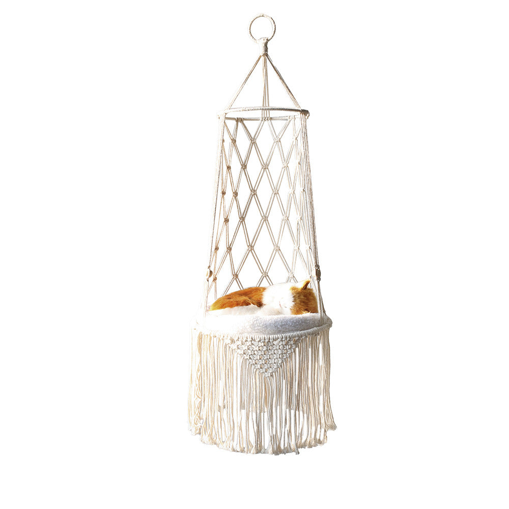 Macrame Hanging Cat Bed weave detail