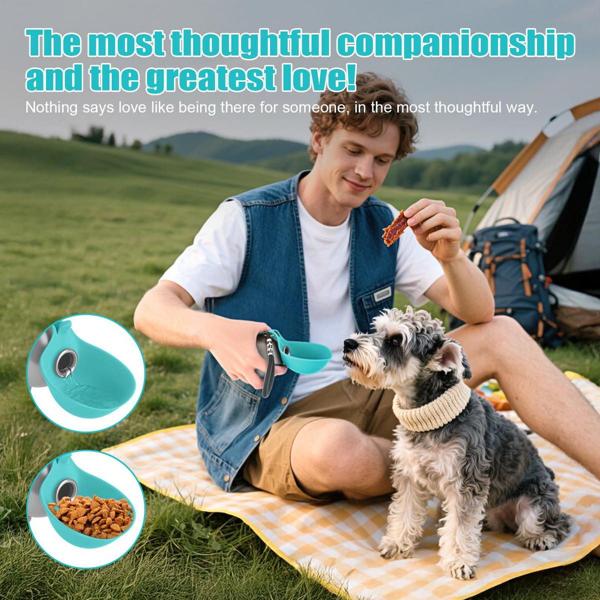 Walkies Steel Dog Water Bottle, stainless steel with silicone bowl, view 5